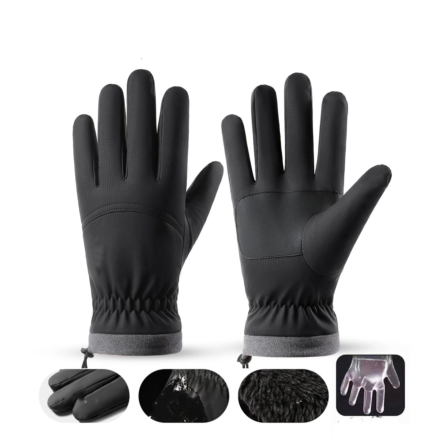 Waterproof Warm Gloves Women Men with Touchscreen Fingers, Ski Snow Windproof for Cold Weather Thermal, for Running Hiking Driving Cycling Outdoor （black,26.5*11cm） - Image 5