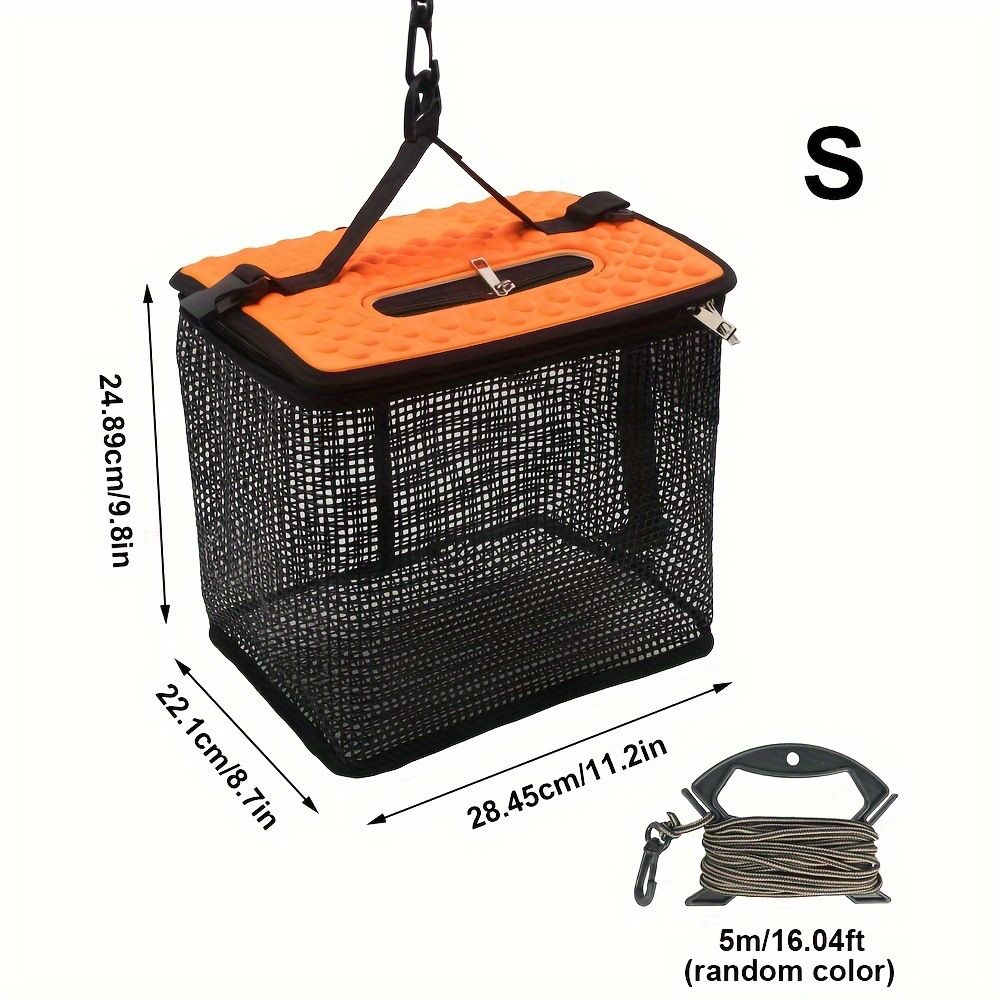 Floating Fish Basket for Live Caught,  Foldable Fishing Holder Bucket Portable Collapsible Fishing Net Storage Cage for Live Fish Bait Live Well（28.45*22.1*24.89cm) - Image 5