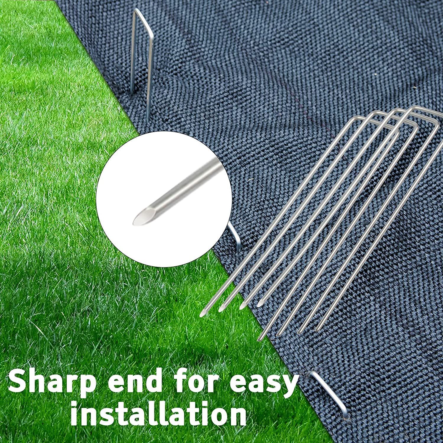 100 Pack 4*10cm  Landscape Staples  Gauge Garden Staples, Galvanized Ground Stakes  Pins, Lawn Yard Stakes for Gardening Plant Support Tent Fence Landscaping - Image 2