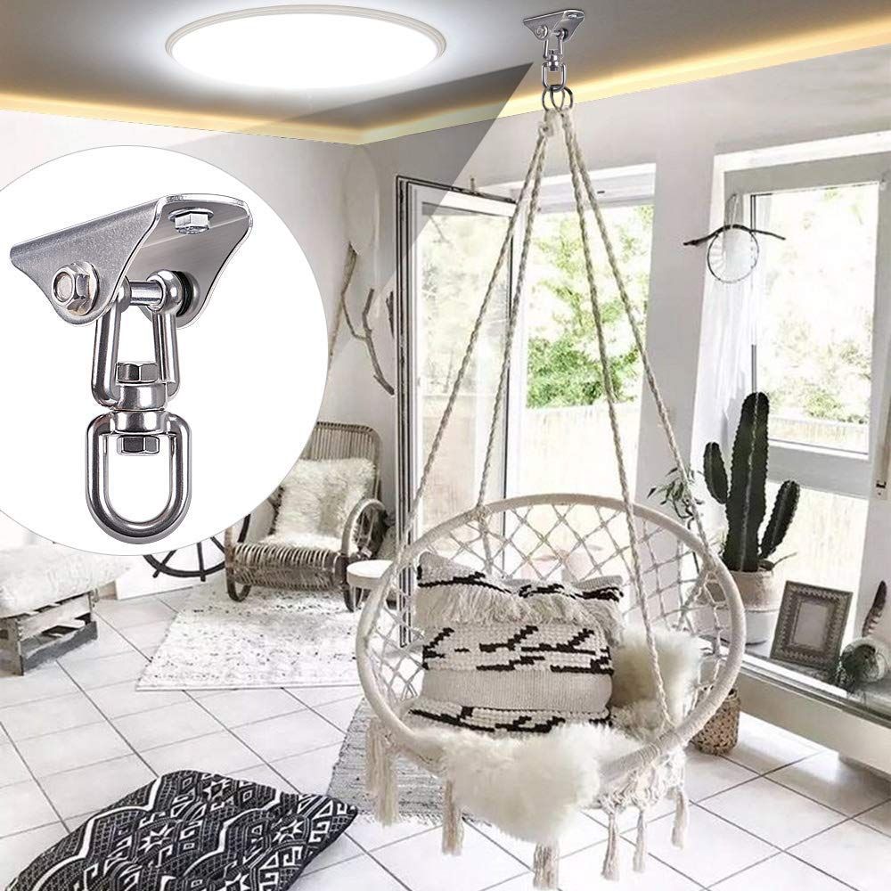 Stainless Steel Swing Hanger Heavy Duty Ceiling Swing Mount Free Swivel Swing Hook Swing Hardware Kit for Yoga Swing Hammock Chair Porch Swing Sets Heavy Punching Bag - Image 3