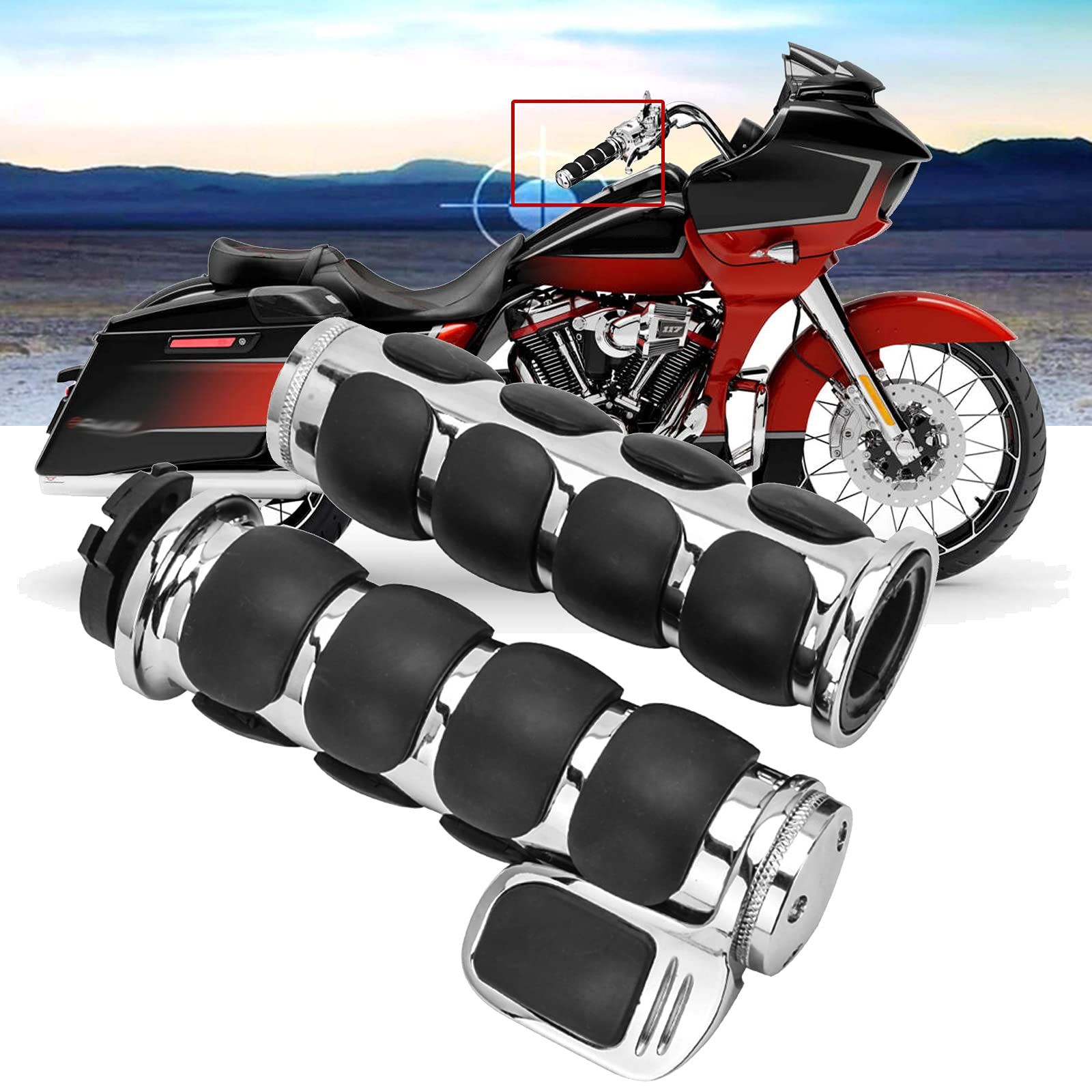 2.5cm Motorcycle Handlebar Hand Grips w/Throttle Compatible Street Bike Dirt Bike Cruiser and Chopper (Sliver Flat Angle) - Image 4