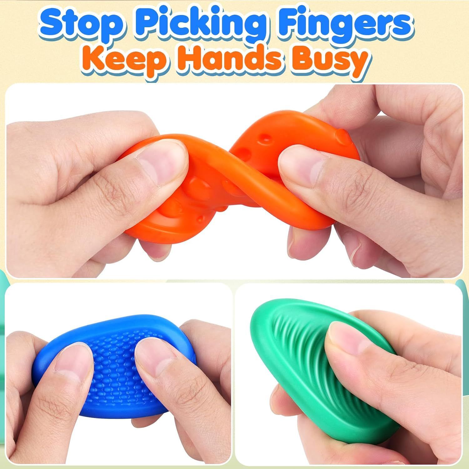 Sensory Stone for Kids: 12 Pack Textured Soft Worry Stone for Autism Kids Calming -  Stress Toys for Students Anxiety Relief - Small Prizes Toys - Image 2