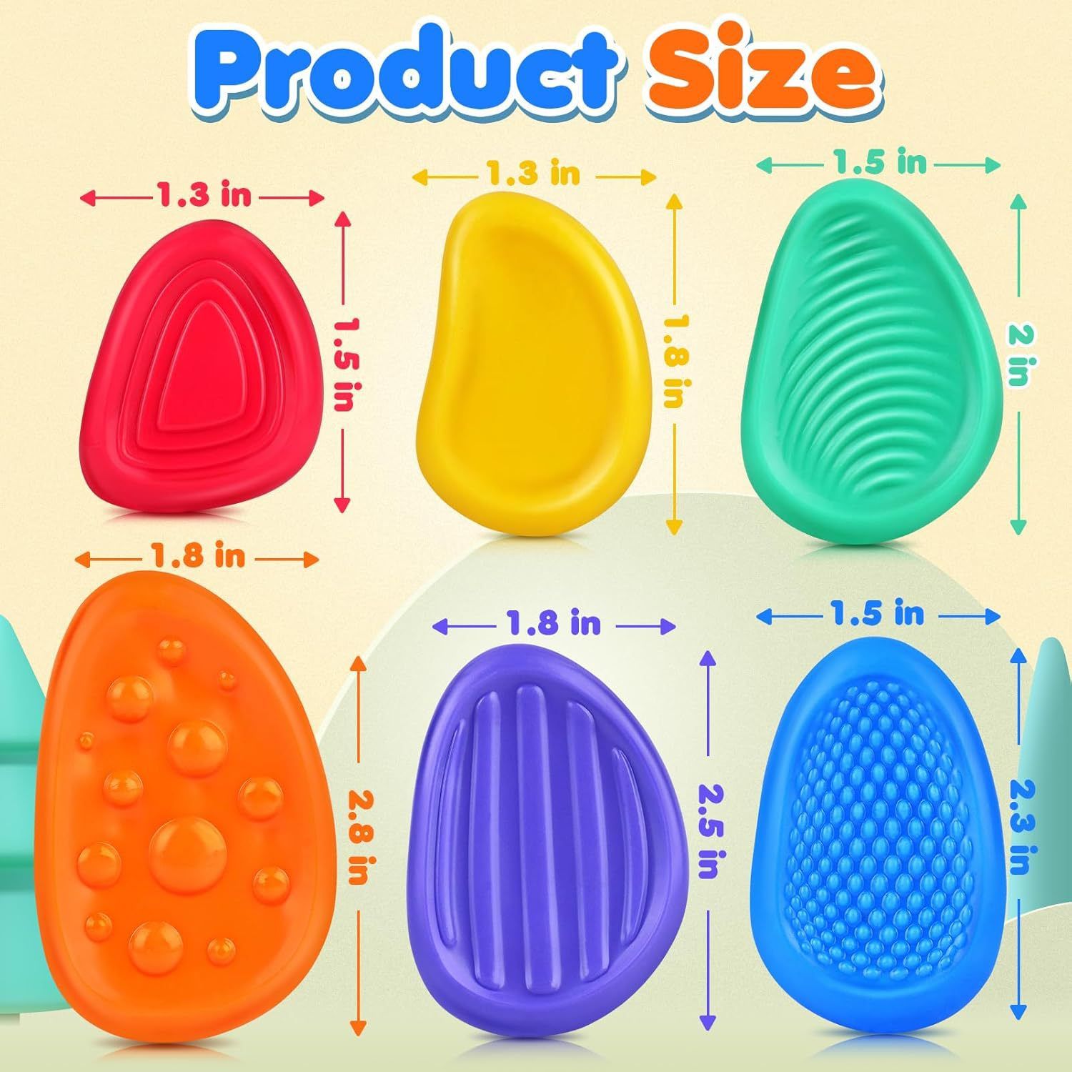 Sensory Stone for Kids: 12 Pack Textured Soft Worry Stone for Autism Kids Calming -  Stress Toys for Students Anxiety Relief - Small Prizes Toys - Image 5