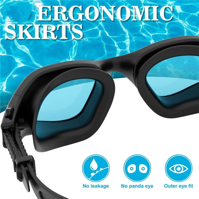 Swim Goggles, Swimming Goggles Anti-Fog for Adult Men Women Adults Teenagers（17.5*4.6cm，black) - Image 4