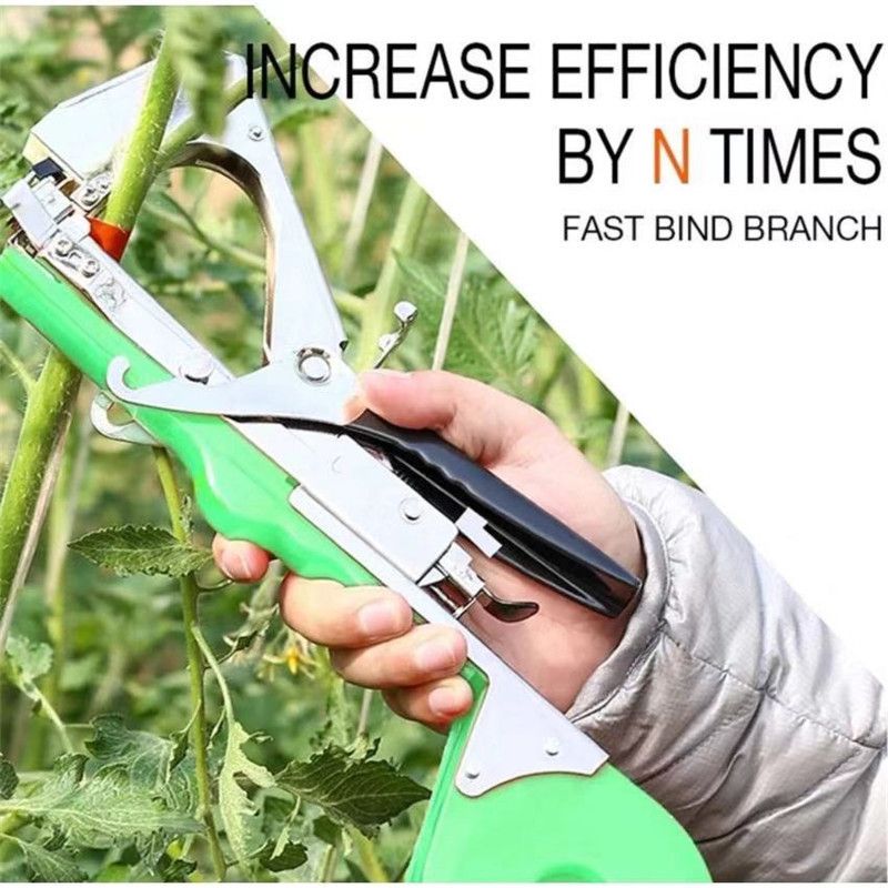 Plant Tying Machine Tape Tool for Tomatoes Peppers Grapes Cucumbers and Vining Vegetables Quickly and Easily Tie, Great for Gardeners Farmers, with Tapes, Spare Parts, Staples - Green - Image 2