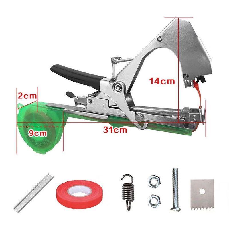 Plant Tying Machine Tape Tool for Tomatoes Peppers Grapes Cucumbers and Vining Vegetables Quickly and Easily Tie, Great for Gardeners Farmers, with Tapes, Spare Parts, Staples - Green - Image 5