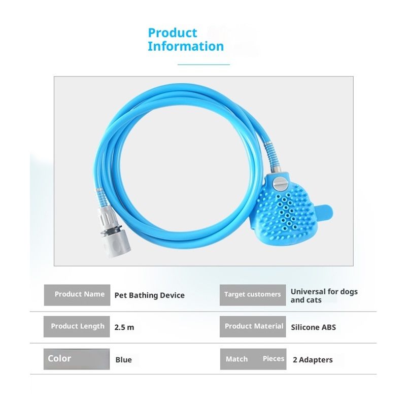 Grooming Sprayer Long Hose, Indoor Shower or Outdoor Garden Compatible - Ideal for Dogs and Cats Durable Pet Shower Sprayer and Bathing Massage Brush - Image 5
