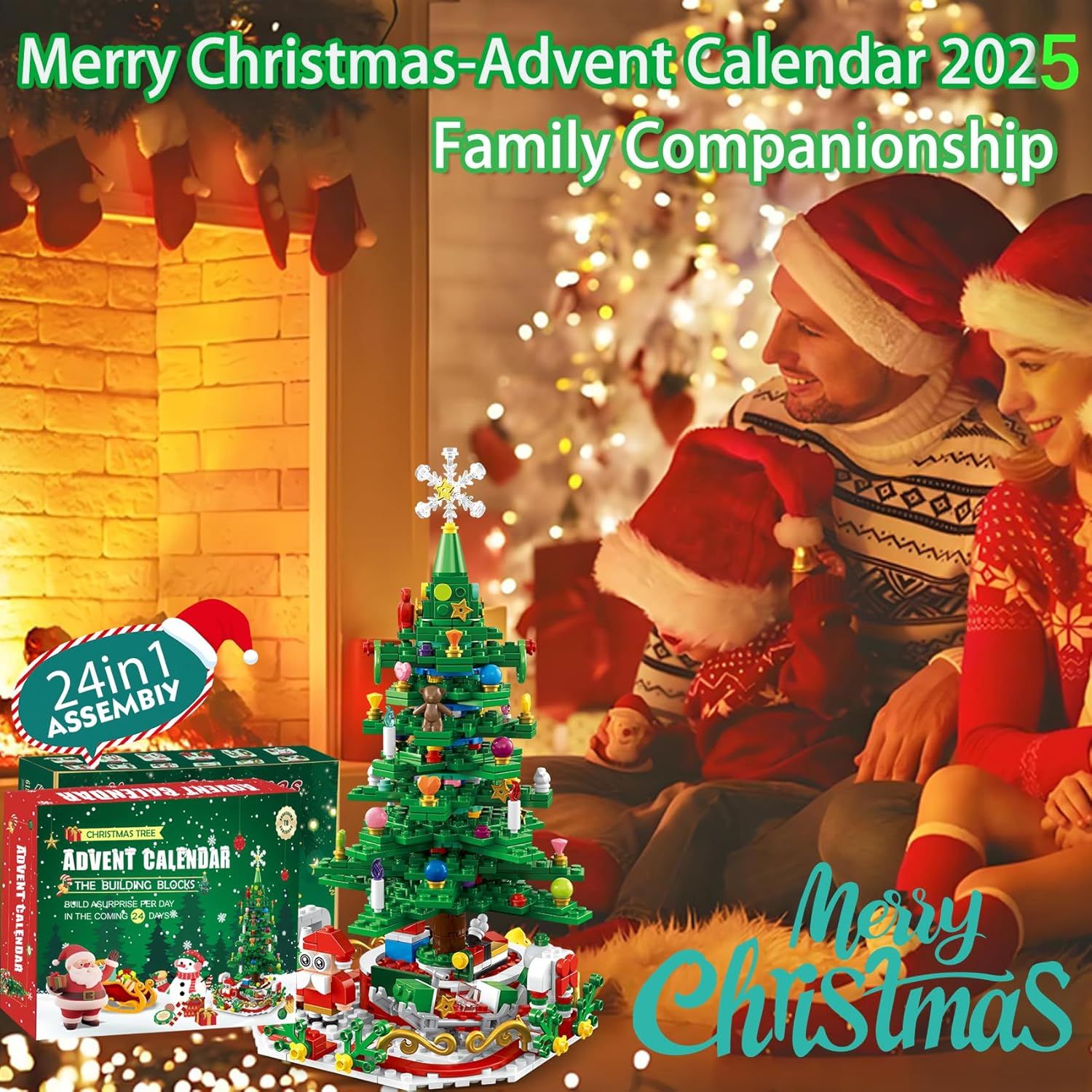 Advent Calendar Christmas Tree Building Blocks Toy Set with Warm light,24 Days Countdown Calendar Blocks for Christmas Tree,24 in 1 Vacation Advent Calendar Blocks,Christmas Gift for Kid Adult - Image 2