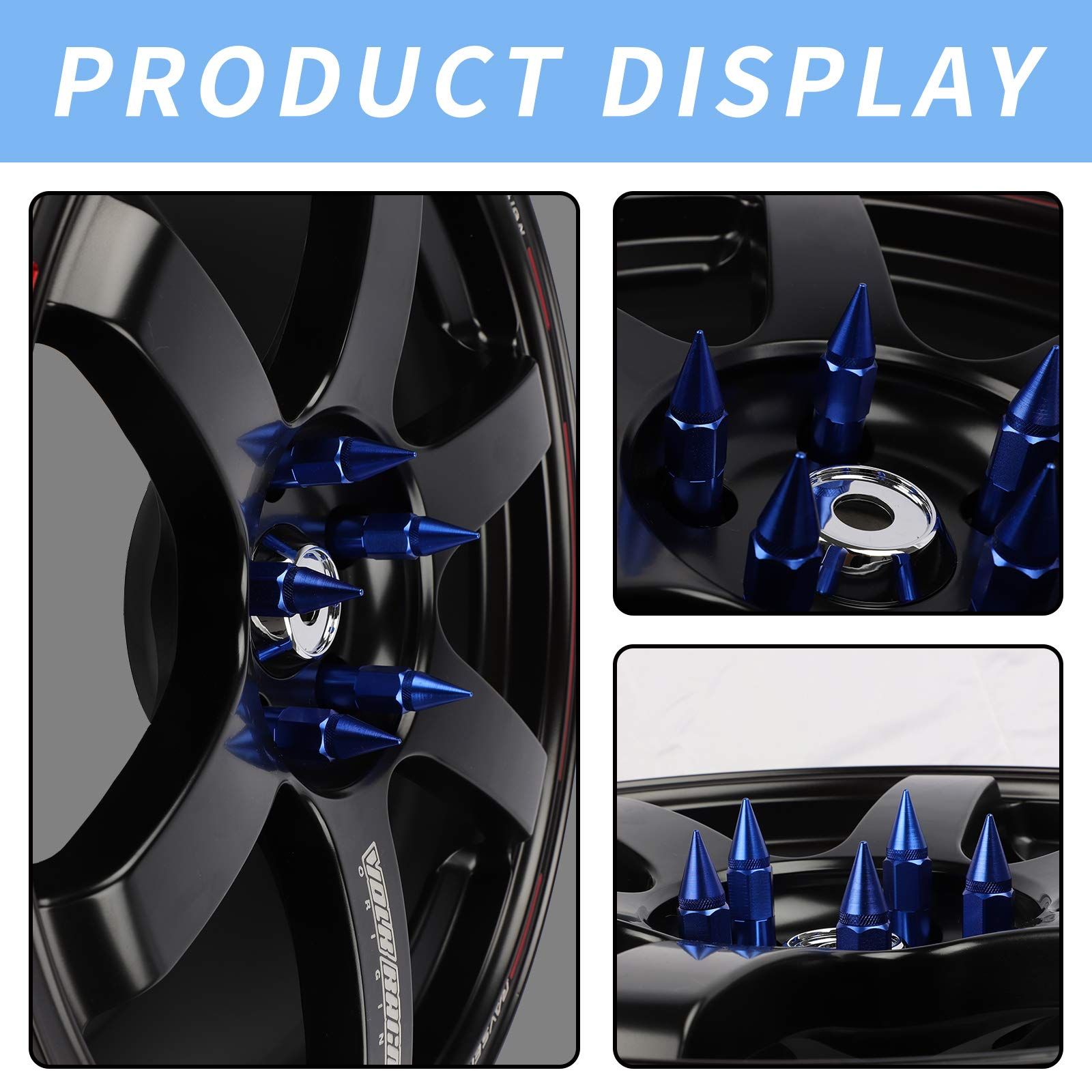 New 20PCS M12X1.5 Cap Spiked Extended Tuner 60mm Aluminum Wheels Rims Lug Nuts Chrome Nuts Lug,Spiked Lug nut - Image 5