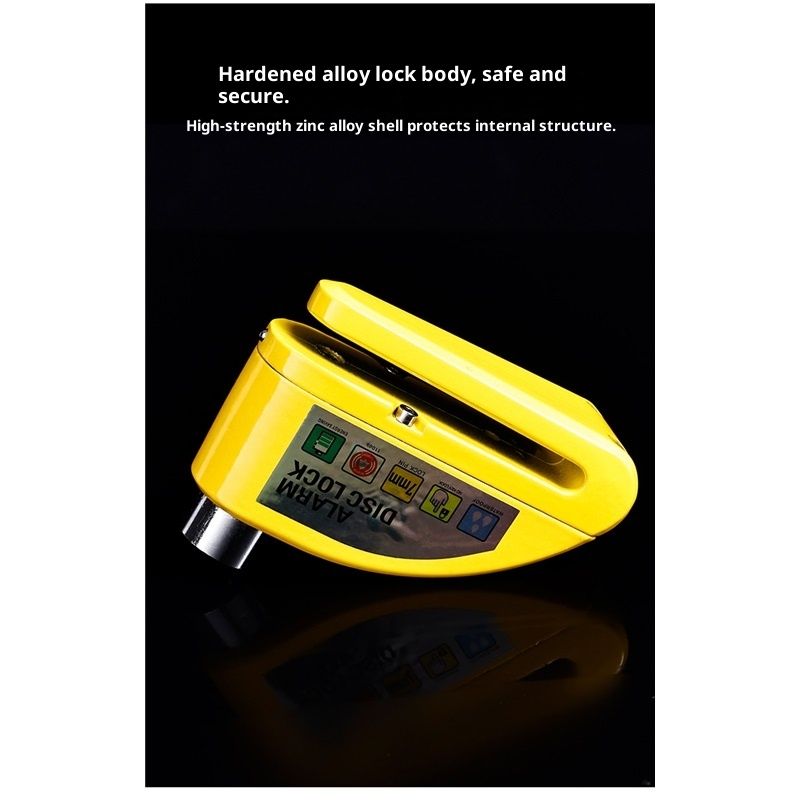Motorcycle Alarm Disc Brake Lock, Motorcycle Locks Anti Theft Security Wheel Disc Lock Waterproof 110dB Alarm SoundReminder （Light yellow+locking rope） - Image 2
