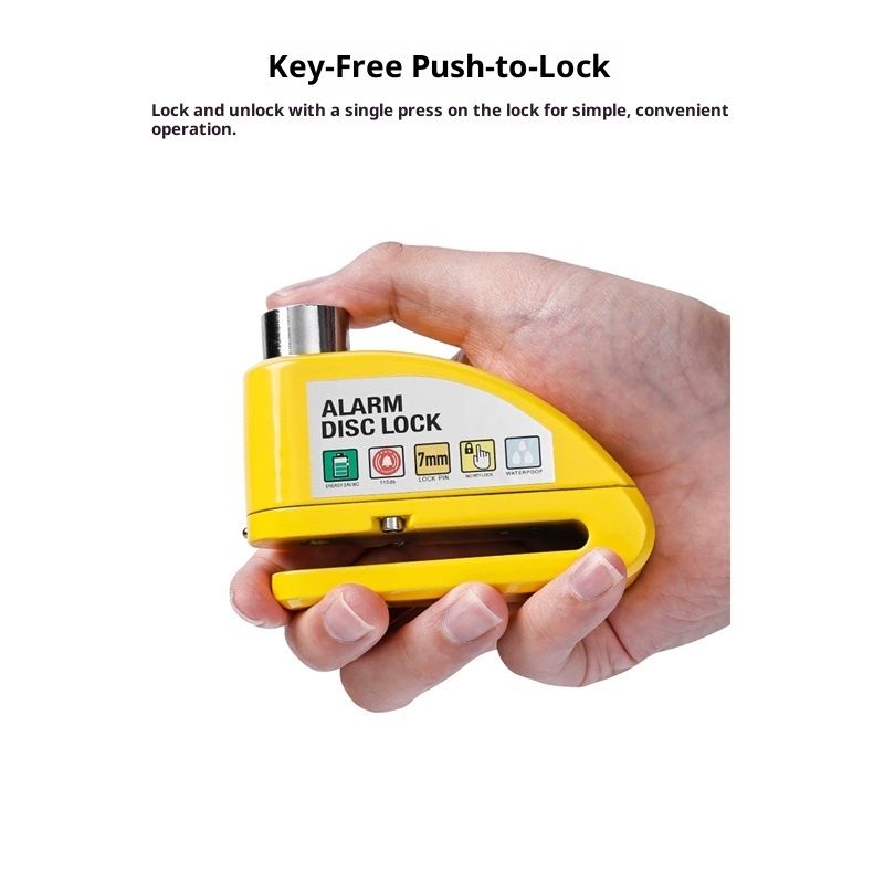 Motorcycle Alarm Disc Brake Lock, Motorcycle Locks Anti Theft Security Wheel Disc Lock Waterproof 110dB Alarm SoundReminder （Light yellow+locking rope） - Image 4