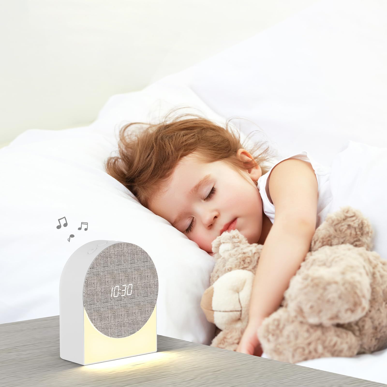 4 in 1 Sound Machine with Digital Clock & Night Light, White Noise Machine, 32-Level Volume, Memory & Timer, Rechargeable Battery, Portable for Baby（9*4.6*11cm） - Image 2