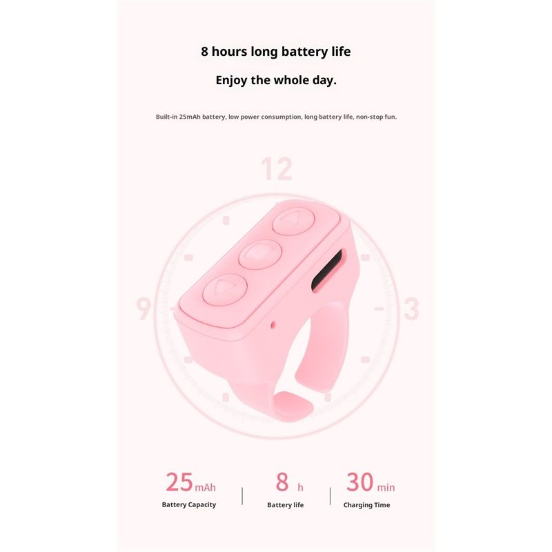 Ring Remote Control, Camera Shutter Remote, Wireless Bluetooth Scrolling Ring  Remote Shutter Control for Phone Camera pink - Image 2
