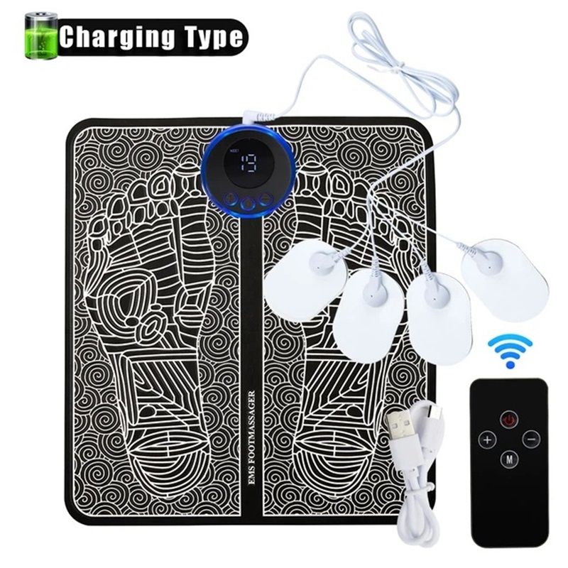 EMS Foot Massager Mat for Pain Foot Relief, EMS Foot Stimulator for Pain Relief Improve and Facilitate Muscle Performance in The Shoulder, Massager & Legs (Black) - Image 1