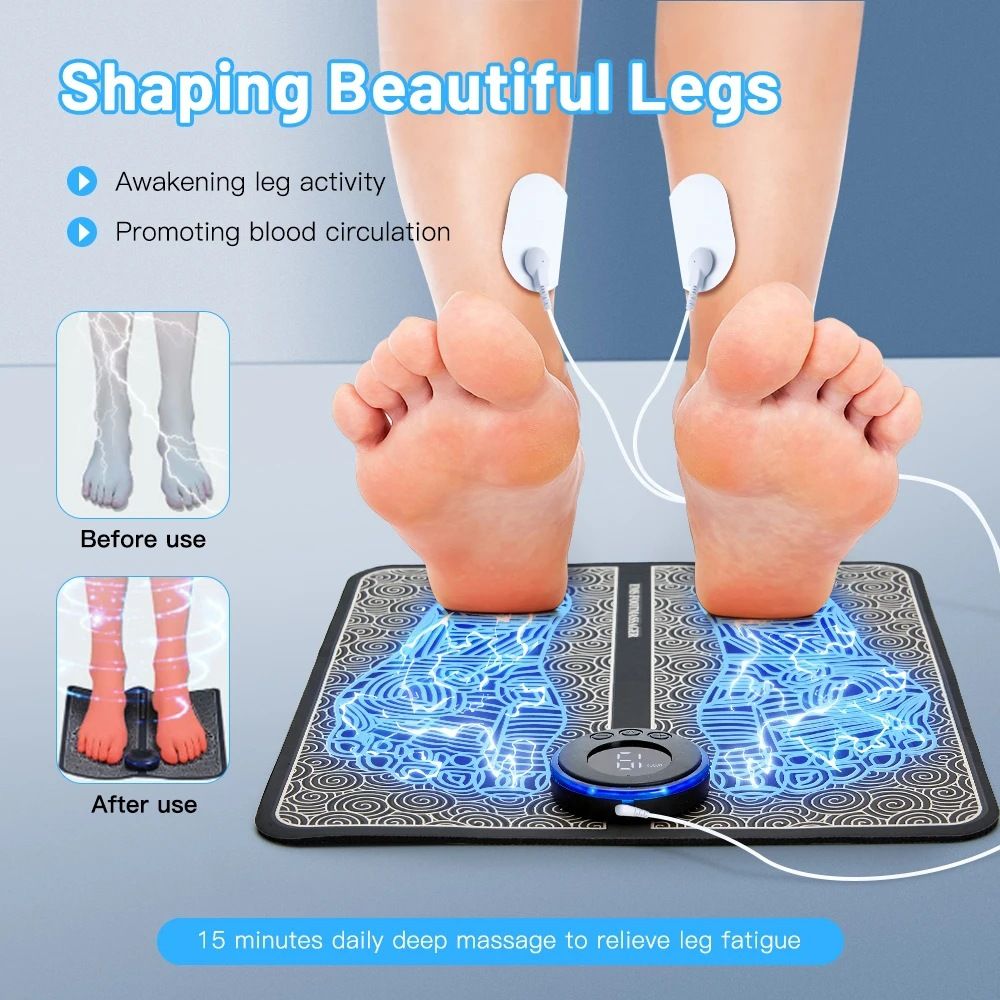 EMS Foot Massager Mat for Pain Foot Relief, EMS Foot Stimulator for Pain Relief Improve and Facilitate Muscle Performance in The Shoulder, Massager & Legs (Black) - Image 4