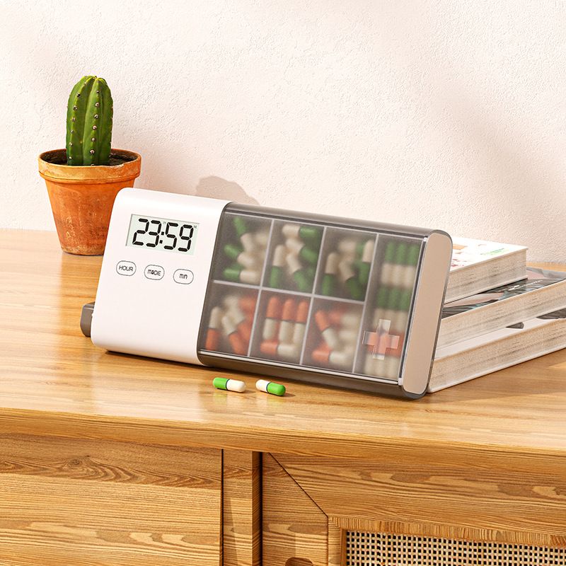 Portable Pill Organizer with Sound Flashing Light and Vibration Alarm, Weekly Pill Dispenser, Countdown Timer, Pill Box Large Capacity Medicine Organizer - Image 3