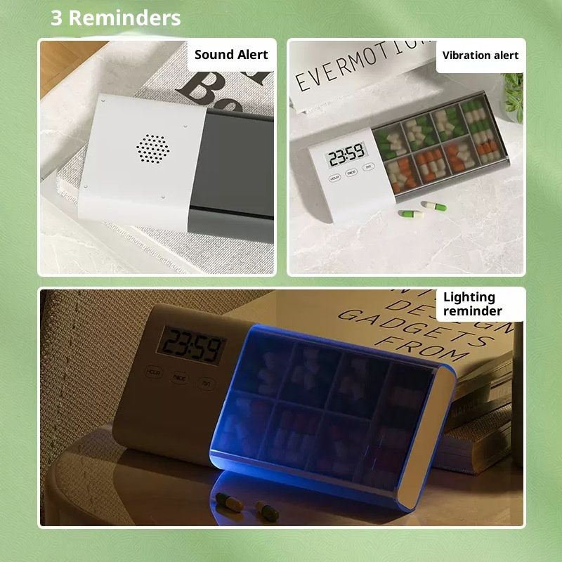 Portable Pill Organizer with Sound Flashing Light and Vibration Alarm, Weekly Pill Dispenser, Countdown Timer, Pill Box Large Capacity Medicine Organizer - Image 4