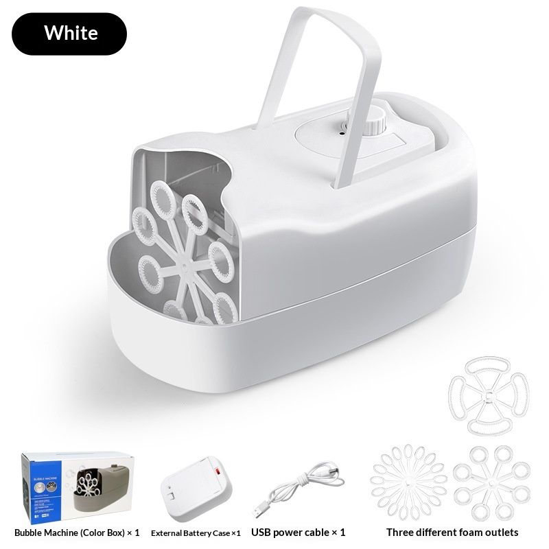 Bubble Machine, Automatic Bubble Blower Machine, Portable Bubble Maker for Outdoor and Indoor Use, (White) - Image 1
