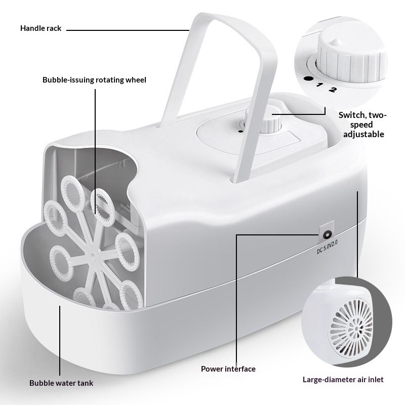 Bubble Machine, Automatic Bubble Blower Machine, Portable Bubble Maker for Outdoor and Indoor Use, (White) - Image 3