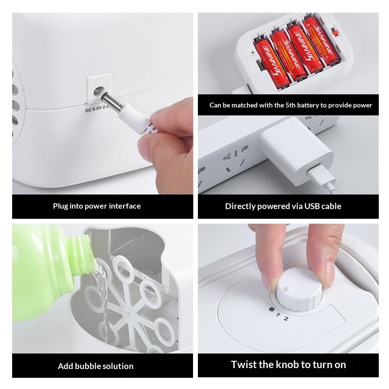 Bubble Machine, Automatic Bubble Blower Machine, Portable Bubble Maker for Outdoor and Indoor Use, (White) - Image 5