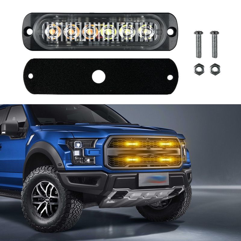 LED Emergency Strobe Lights, 8x Red White 6 LED Strobe Warning Emergency Flashing Light Caution Construction Hazard Light Bar For Car Truck Van Off Road Vehicle Surface Mount - Image 2