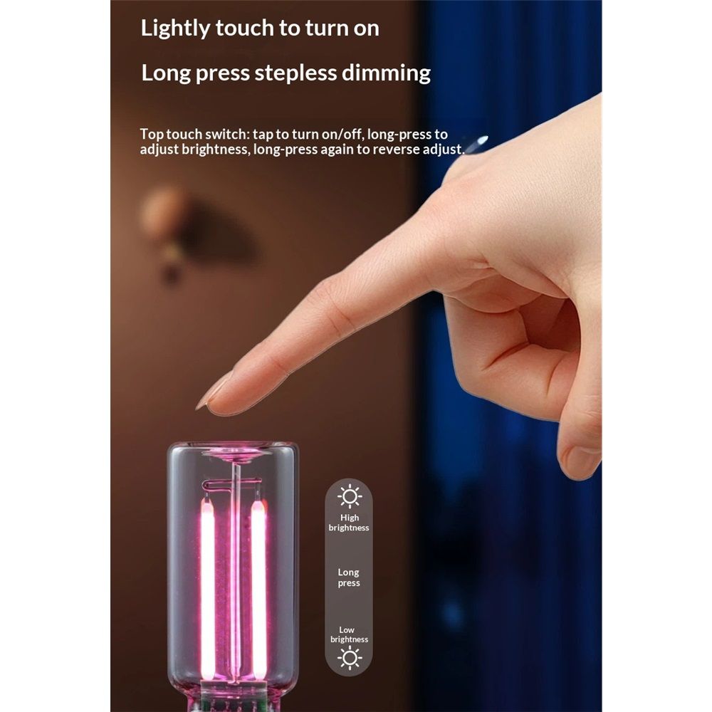 4 PCS Car USB Lights, Plug-in Retro Car Atmosphere Lamp with Touch Dimmable, Portable Mini Glass Bottle LED Bulb Night Lights for Vehicle Bedroom Hallway Camping Holiday Decoration (white) - Image 4