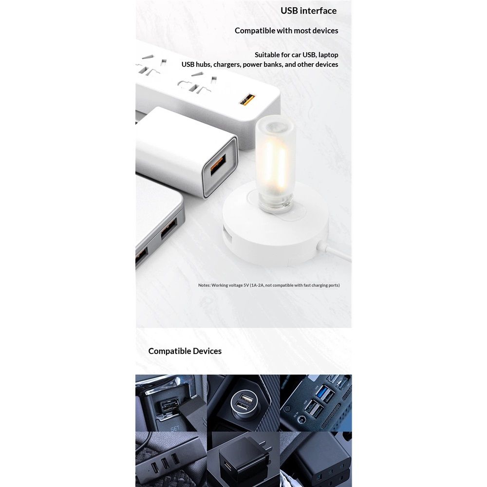 4 PCS Car USB Lights, Plug-in Retro Car Atmosphere Lamp with Touch Dimmable, Portable Mini Glass Bottle LED Bulb Night Lights for Vehicle Bedroom Hallway Camping Holiday Decoration (white) - Image 5