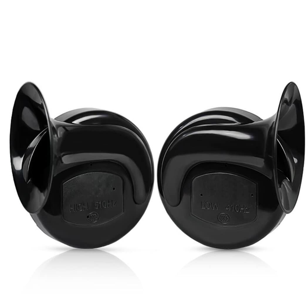 Train Horn for Truck 2pcs 12V Air Horn for Car Snail Electric Air Horn Marine Boat Loud Alarm Kit Boat Motorcycle Dual-tone Car Horn Loud Signal (Black) - Image 1