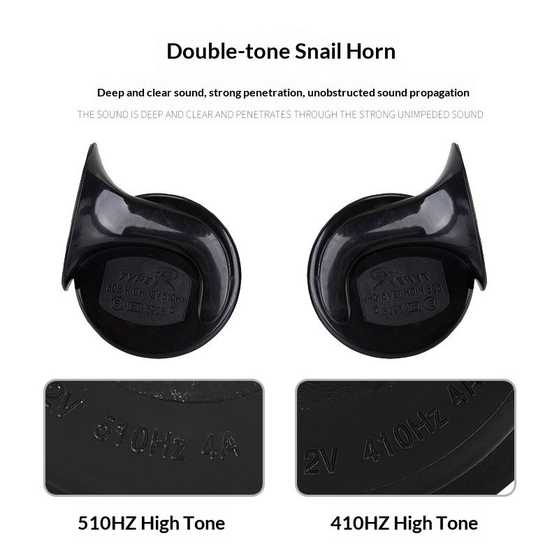 Train Horn for Truck 2pcs 12V Air Horn for Car Snail Electric Air Horn Marine Boat Loud Alarm Kit Boat Motorcycle Dual-tone Car Horn Loud Signal (Black) - Image 2