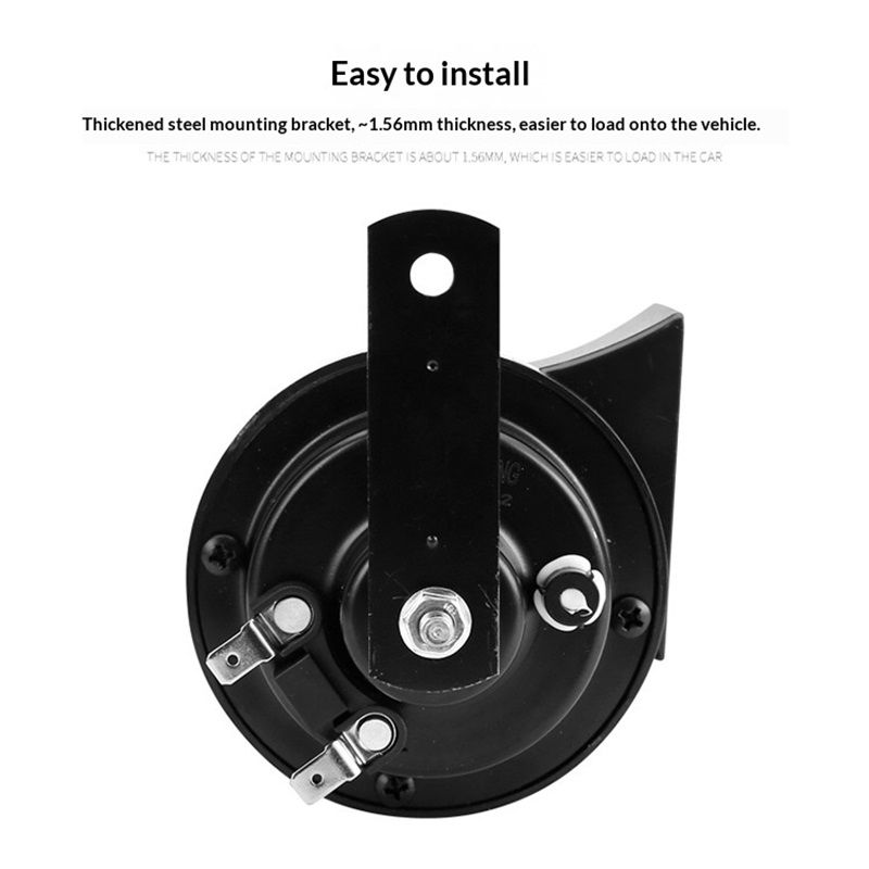 Train Horn for Truck 2pcs 12V Air Horn for Car Snail Electric Air Horn Marine Boat Loud Alarm Kit Boat Motorcycle Dual-tone Car Horn Loud Signal (Black) - Image 4