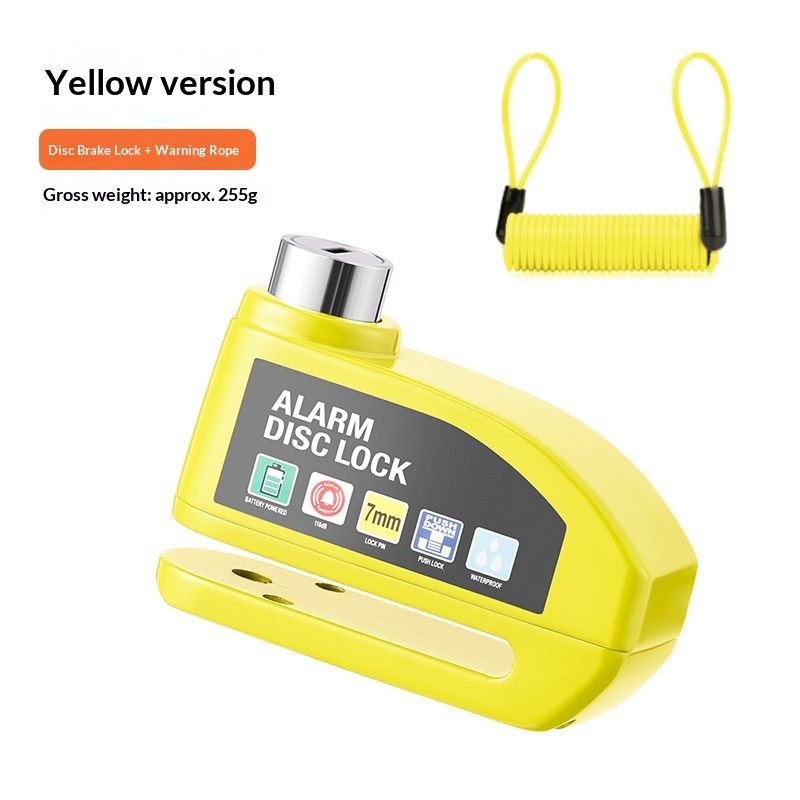 Alarm Disc Lock with Alarm 110dB, Anti Theft Waterproof Motorcycle Disc Lock with Reminder Cable, Motorcycle Wheel Lock for Moto/Moped/Bike/E-Bike/Scooter with Disc Brake - Image 1