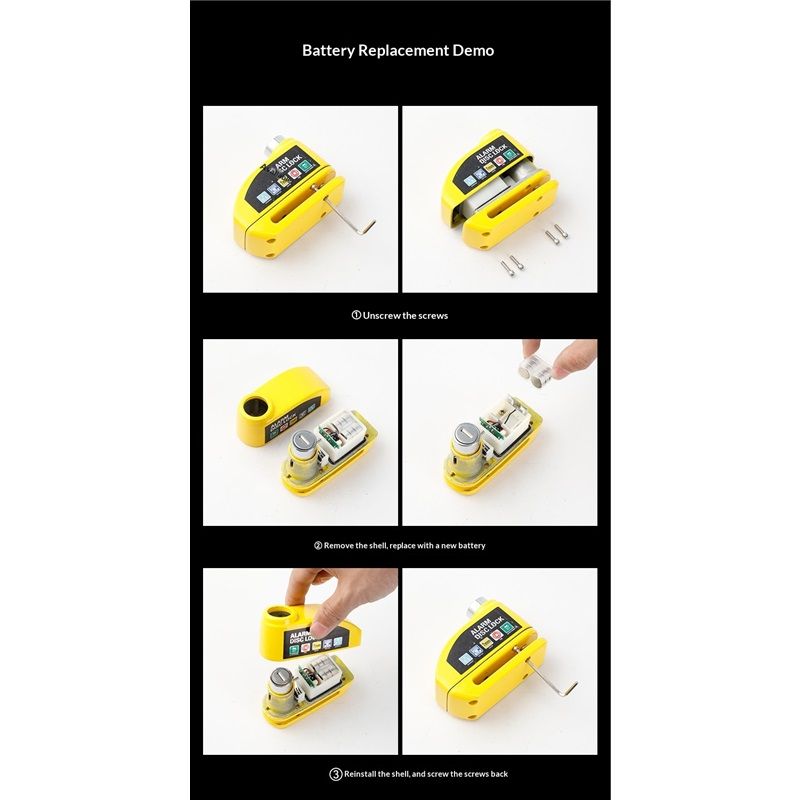 Alarm Disc Lock with Alarm 110dB, Anti Theft Waterproof Motorcycle Disc Lock with Reminder Cable, Motorcycle Wheel Lock for Moto/Moped/Bike/E-Bike/Scooter with Disc Brake - Image 5