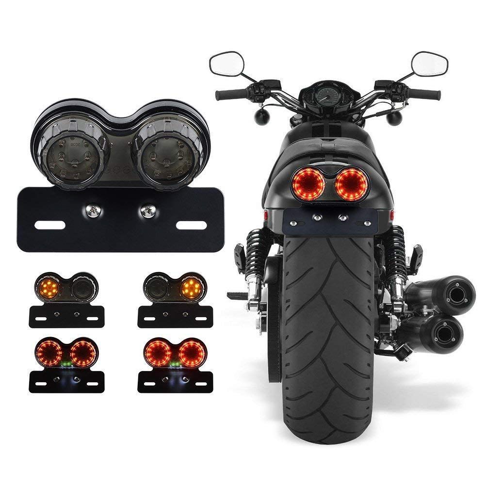 10W 20-LED Motorcycle Tail Light Integrated Driving&Brake Light Turn Signal Lamp With License Plate Bracket - Image 2