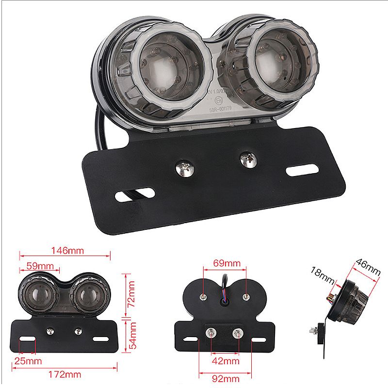 10W 20-LED Motorcycle Tail Light Integrated Driving&Brake Light Turn Signal Lamp With License Plate Bracket - Image 5