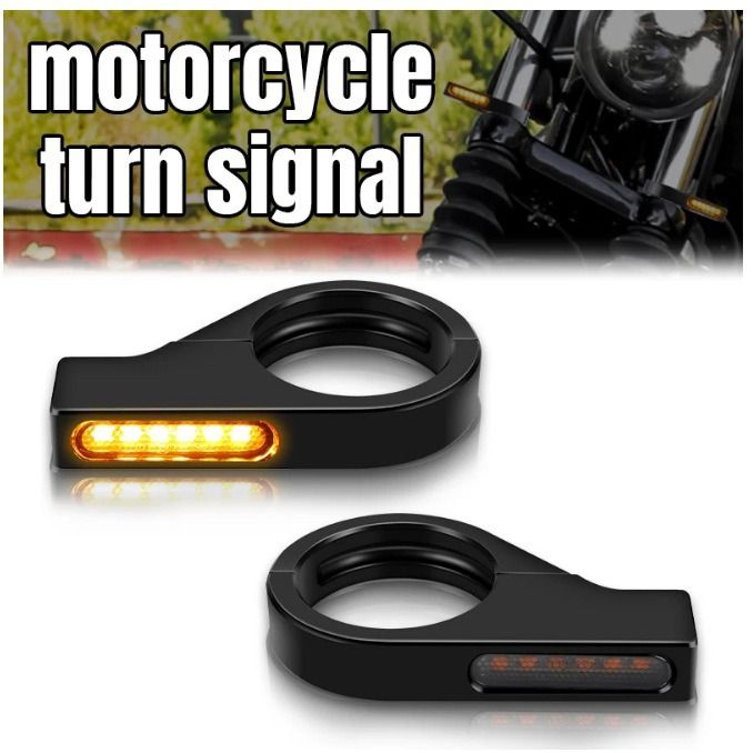 A pair Switchback Sequential Front Fork LED Turn Signals, Motorcycle Running Lights for 41mm Front Mount Fork Sportster - Image 1