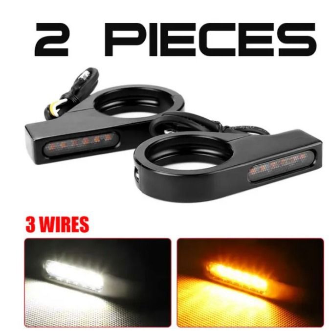 A pair Switchback Sequential Front Fork LED Turn Signals, Motorcycle Running Lights for 41mm Front Mount Fork Sportster - Image 4