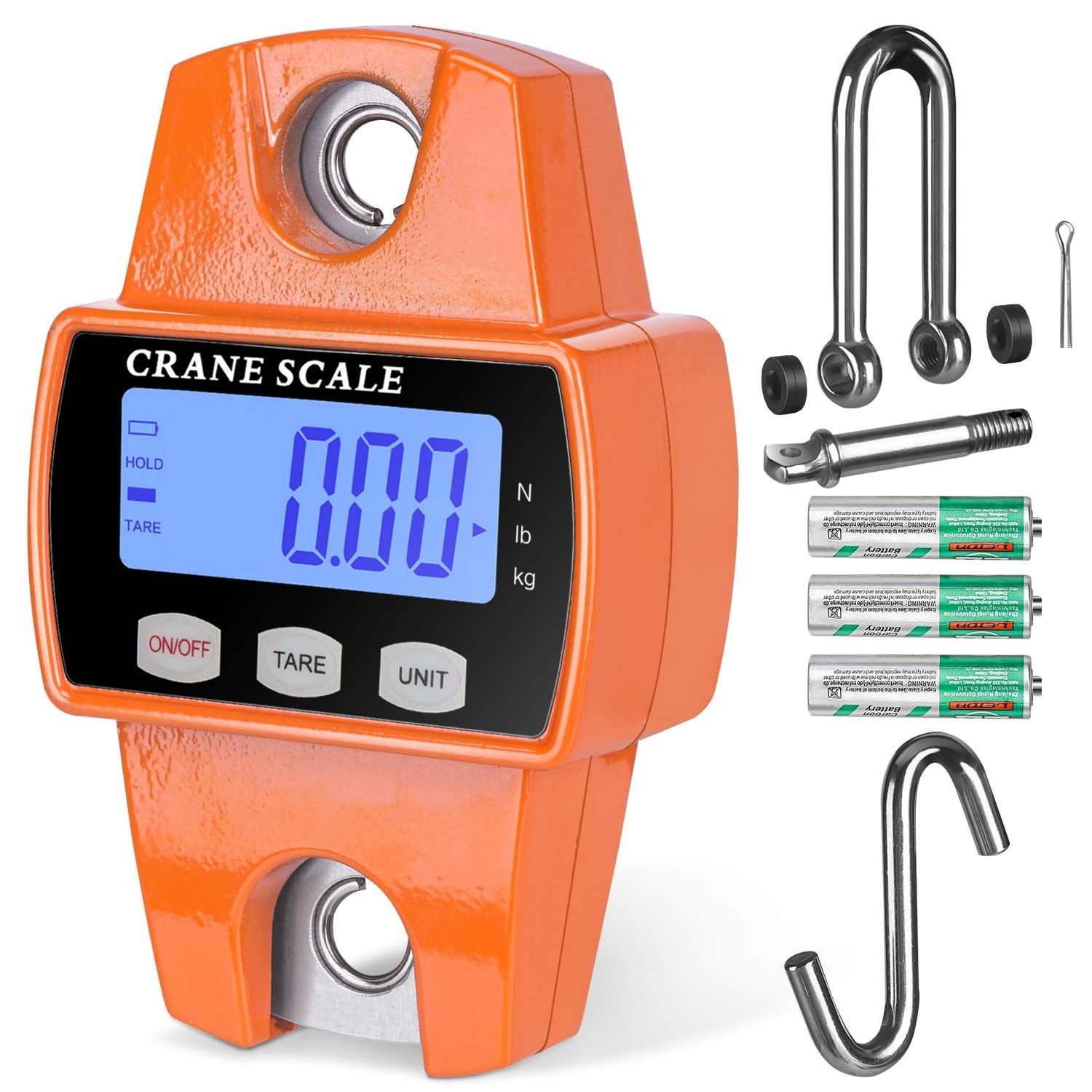 660lb Digital Hanging Scale, Handheld 300Kg Mini Crane Scale with Hooks for Farm Hunting Fishing Outdoor (Orange) - Image 1