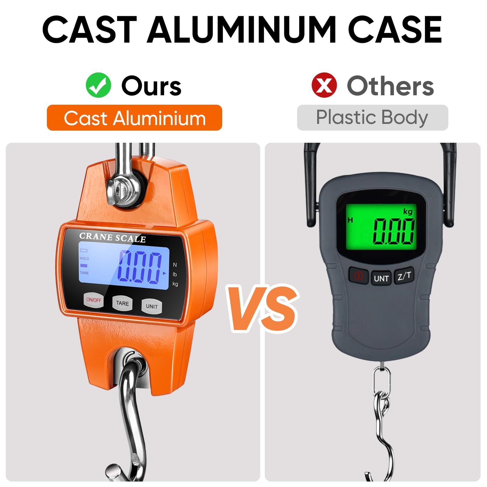 660lb Digital Hanging Scale, Handheld 300Kg Mini Crane Scale with Hooks for Farm Hunting Fishing Outdoor (Orange) - Image 3