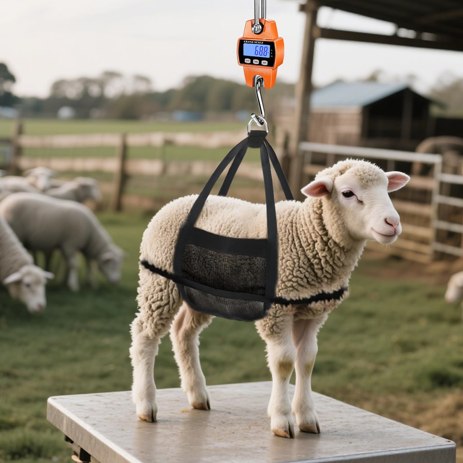 660lb Digital Hanging Scale, Handheld 300Kg Mini Crane Scale with Hooks for Farm Hunting Fishing Outdoor (Orange) - Image 4