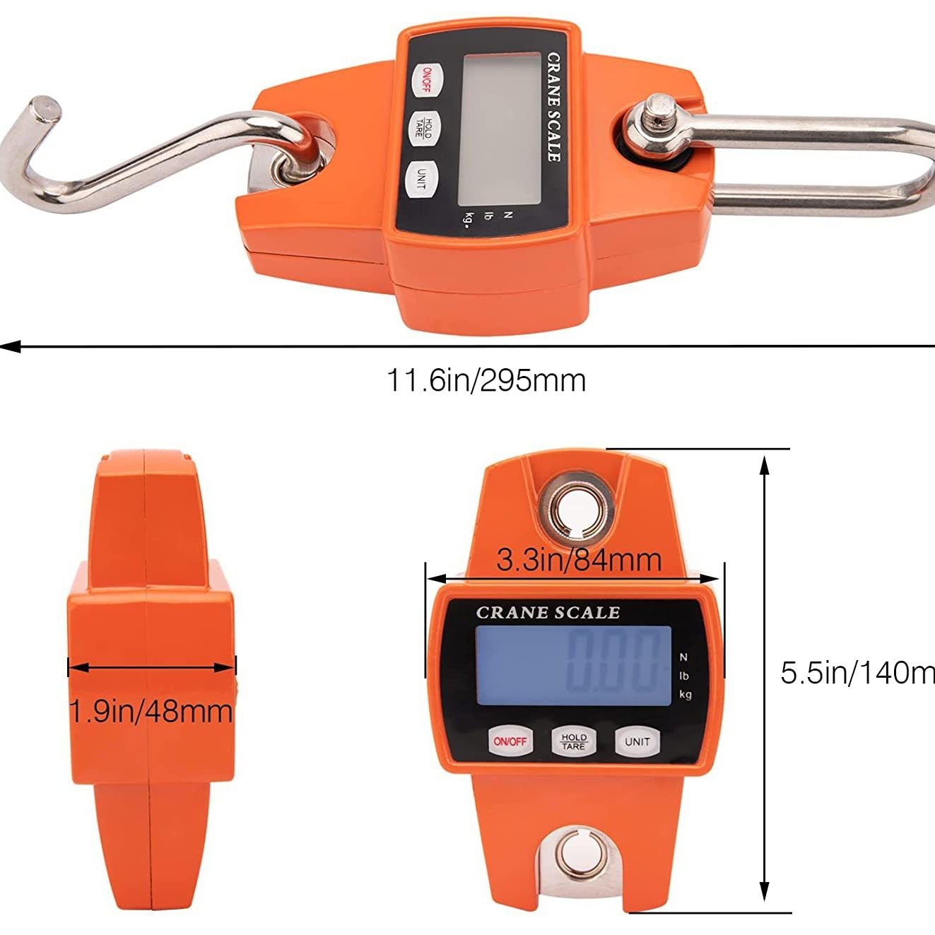 660lb Digital Hanging Scale, Handheld 300Kg Mini Crane Scale with Hooks for Farm Hunting Fishing Outdoor (Orange) - Image 5