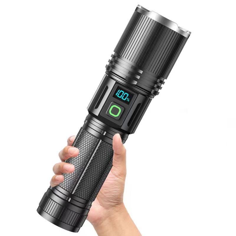 High Lumen Flashlight - with LCD Display, Zoomable Long Beam - for Camping, Dog Walking, for Home Emergency Rechargeable Flashlights - Image 1
