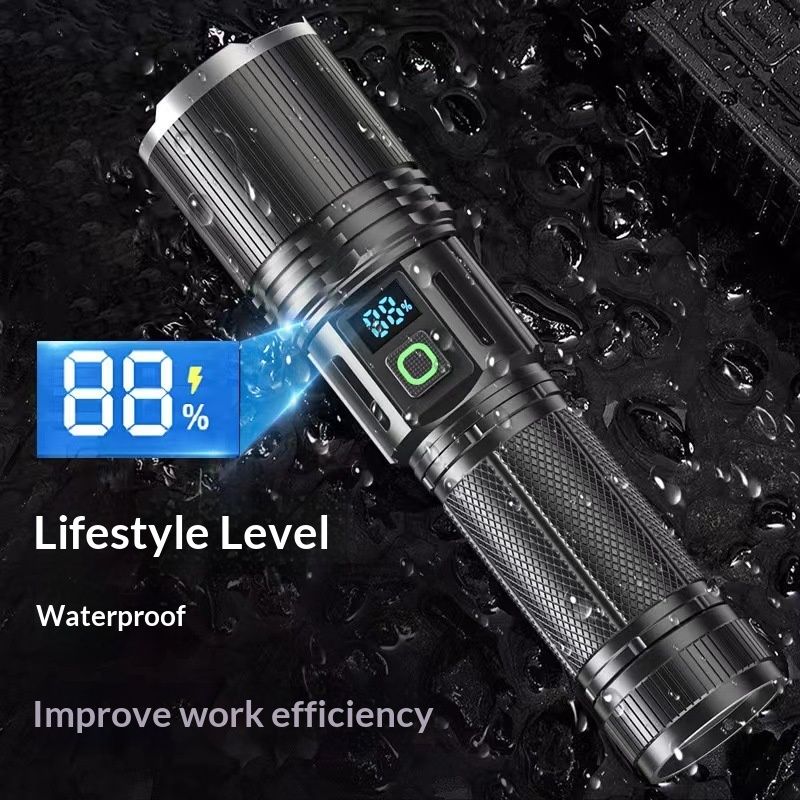 High Lumen Flashlight - with LCD Display, Zoomable Long Beam - for Camping, Dog Walking, for Home Emergency Rechargeable Flashlights - Image 3