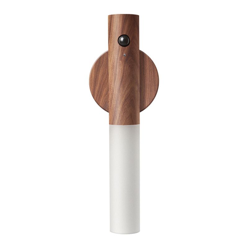 Wooden Motion Sensor Night Lights Magnet Body Sensor Hallway Night Lights Rechargeable Led Light Portable Stairway Wall Sconce Battery Powered Cabinet Lights (walnut wood
) - Image 1