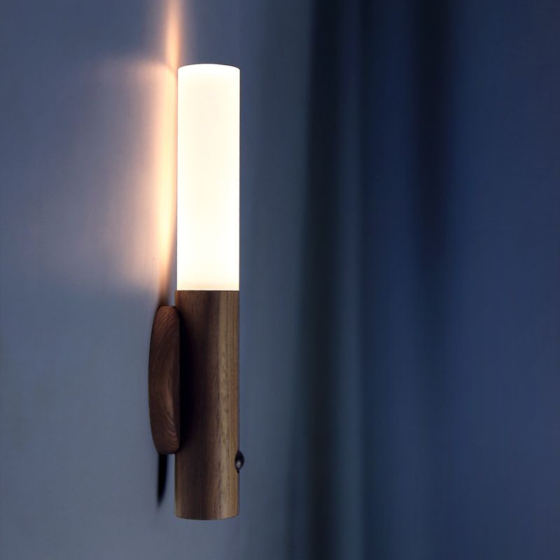 Wooden Motion Sensor Night Lights Magnet Body Sensor Hallway Night Lights Rechargeable Led Light Portable Stairway Wall Sconce Battery Powered Cabinet Lights (walnut wood
) - Image 2
