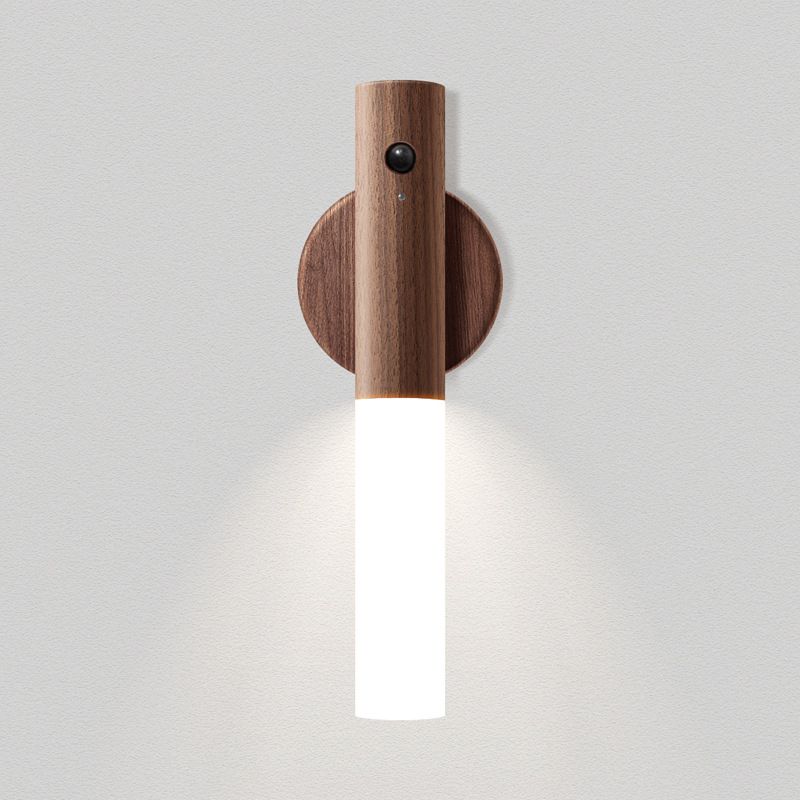 Wooden Motion Sensor Night Lights Magnet Body Sensor Hallway Night Lights Rechargeable Led Light Portable Stairway Wall Sconce Battery Powered Cabinet Lights (walnut wood
) - Image 3