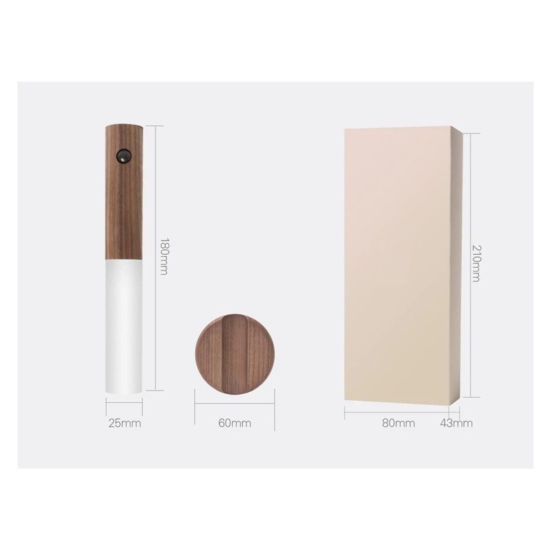 Wooden Motion Sensor Night Lights Magnet Body Sensor Hallway Night Lights Rechargeable Led Light Portable Stairway Wall Sconce Battery Powered Cabinet Lights (walnut wood
) - Image 5