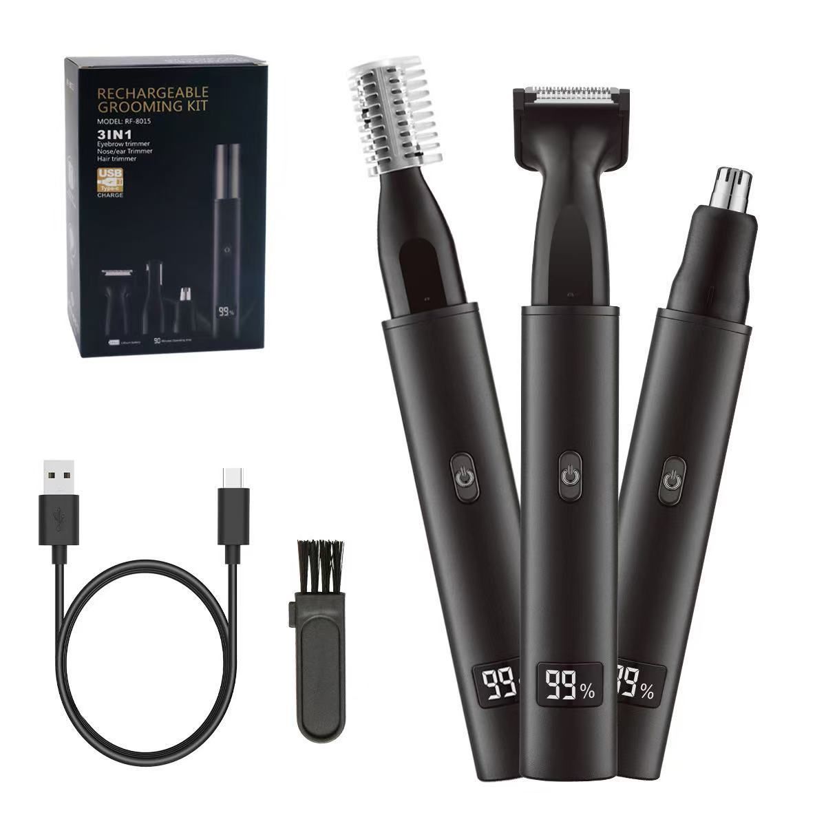 Nose and Ear Hair Trimmer for Men - Rechargeable Eyebrow Face Shaver - Nasal Hair Clippers 3 in 1 Painless Eye Brow Facial Hair Beard Razor for Sideburns Dual-edge - Image 1