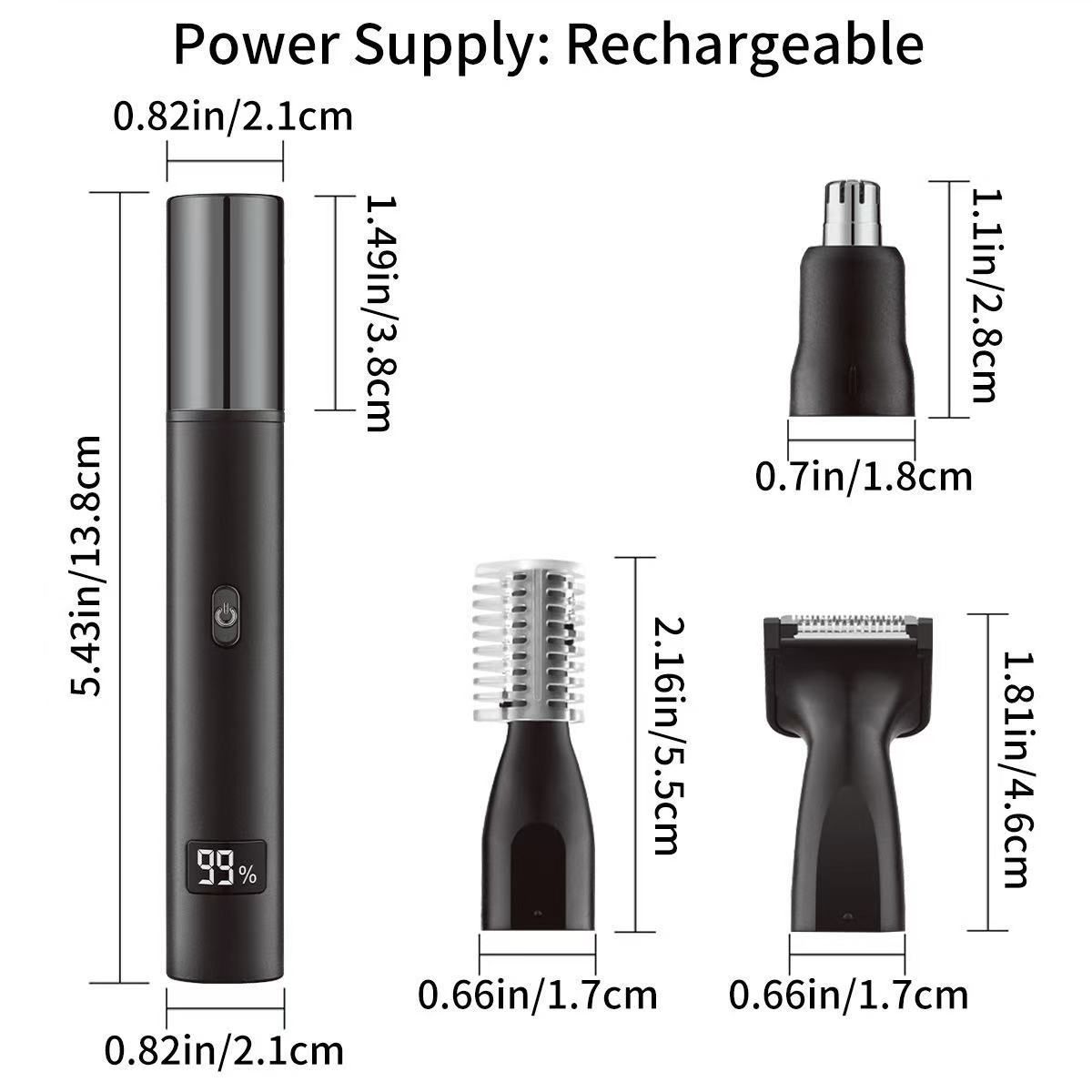 Nose and Ear Hair Trimmer for Men - Rechargeable Eyebrow Face Shaver - Nasal Hair Clippers 3 in 1 Painless Eye Brow Facial Hair Beard Razor for Sideburns Dual-edge - Image 5