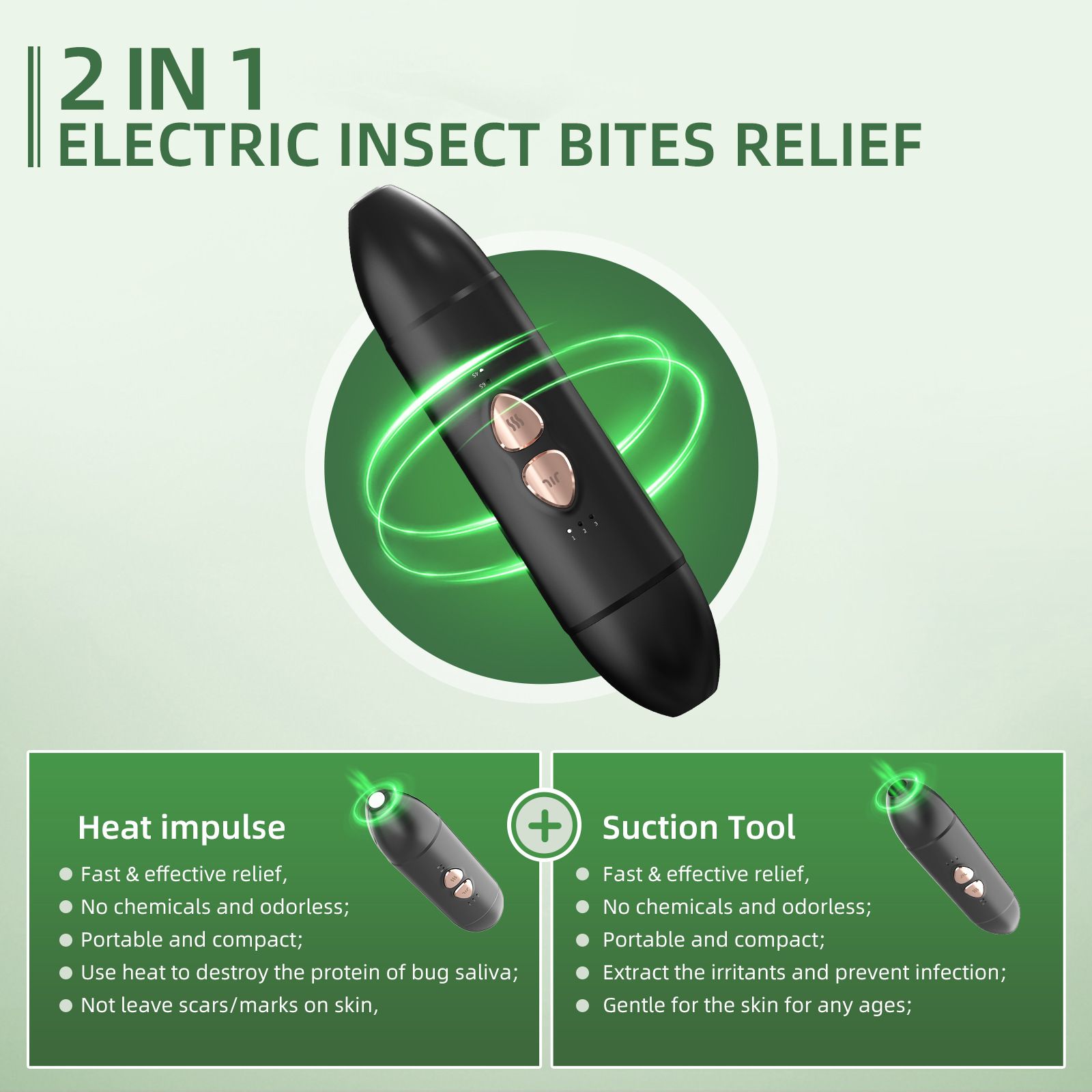 Bug Bite Relief with Suction Tool and Heat Mosquito Itch Relief-Insect Sting&2-in-1 Bite Relief Rechargeable Bug Bite Sucker and Fast Itch Relief from Bug and Mosquito Bites - Image 4