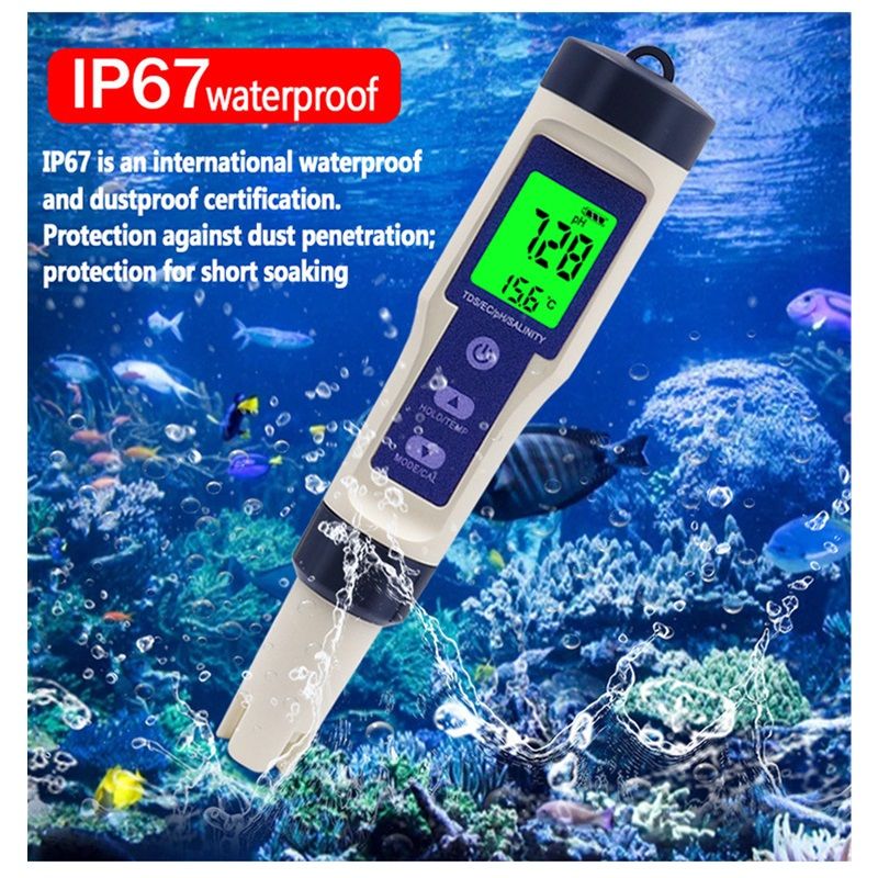 PH Meter & TDS Meter Digital Water Tester 5 in 1 Salinity Tester PH Temp EC and TDS Meter,PH Meter for Water with LCD Backlit,Water Testing Kits for Drinking Water, - Image 2